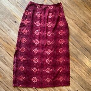 Outfit JP L large red grey beige double slit skirt with side zipper and button